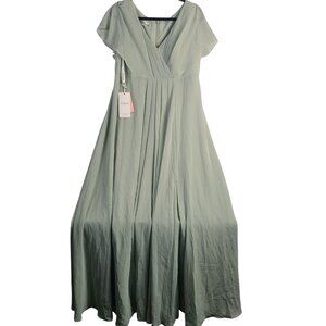 NWT Jjs House Elegant Sage Green Vzneck Bridesmaid Or Formal Maxi Dress Sz US 12